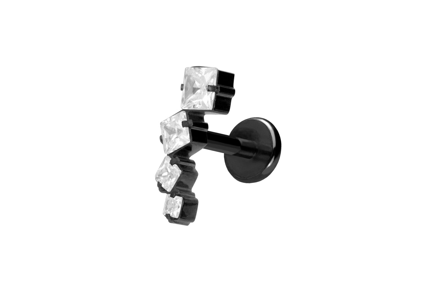 Titan Labret Piercing mit Push Fit KRISTALLBOGEN